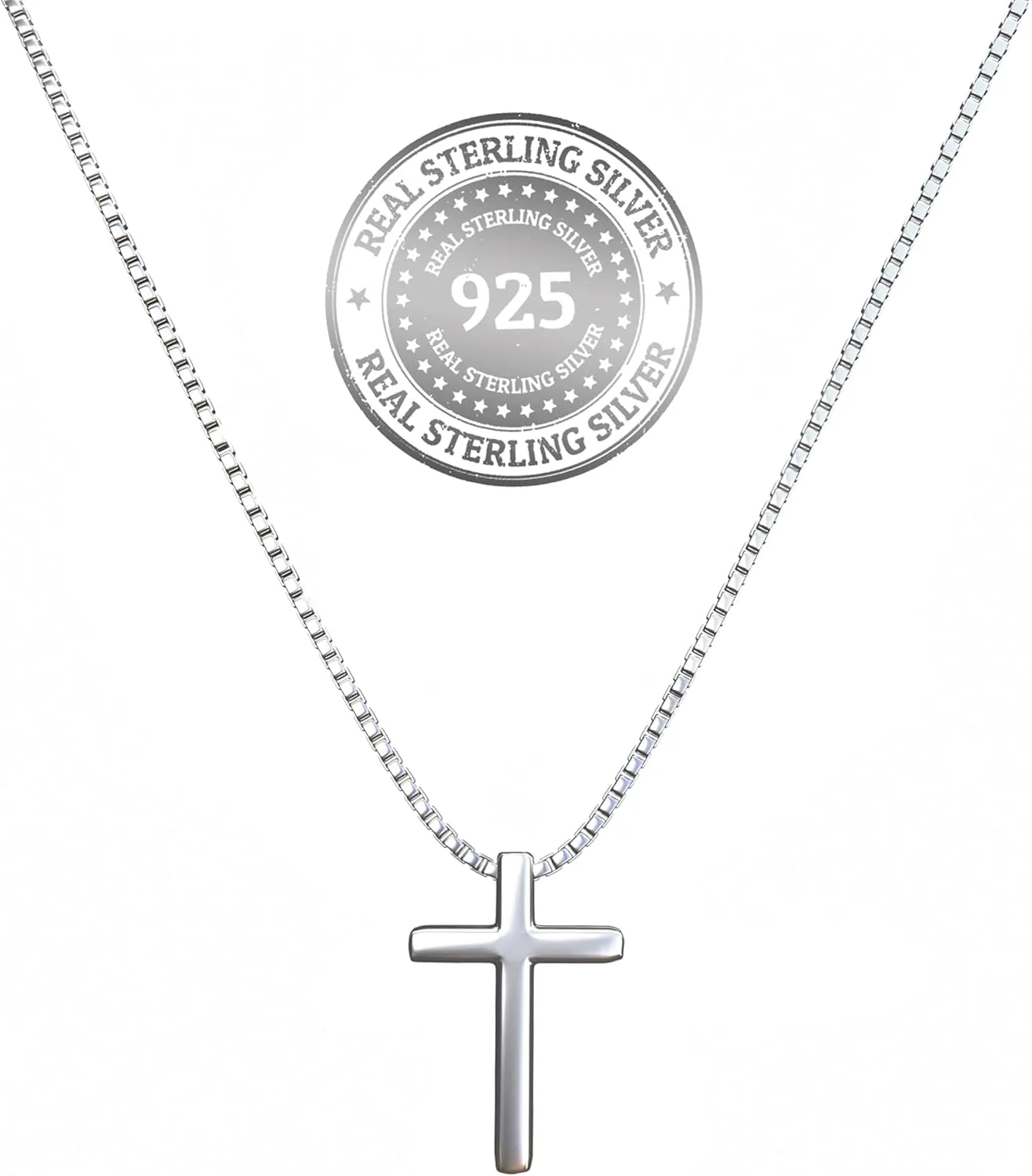 Sterling Silver Cross Necklaces for Women, S925 Dainty Silver Cross Pendant Necklace Small Cross Necklace Box Chains Necklace Jewelry Gifts for Women Teen Mother Birthday