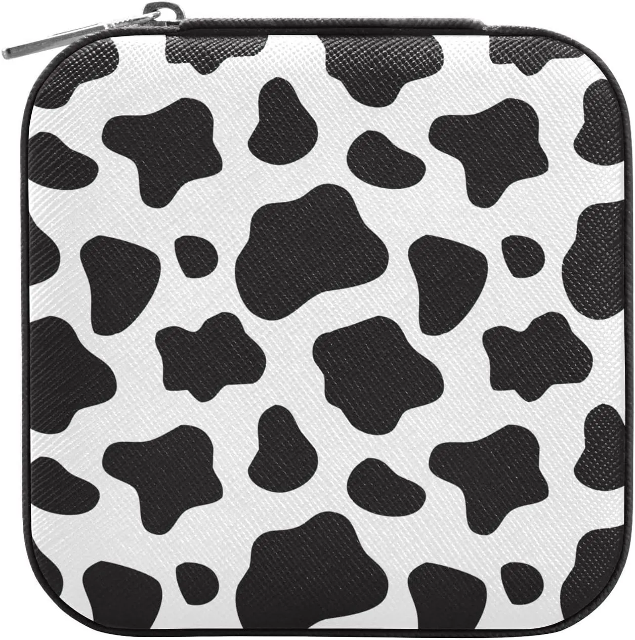 SUABO Black and White Cow Print Jewelry Box Necklace Ring Storage Organizer Mini Jewelry case Earrings Leather Jewelry Travel Organizer for Women Girls Girlfriend Wife Gift