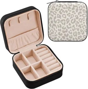 SUABO Leopard Jewelry Box Necklace Ring Storage Organizer Mini Jewelry case Earrings Leather Jewelry Travel Organizer for Women Girls Girlfriend Wife Gift