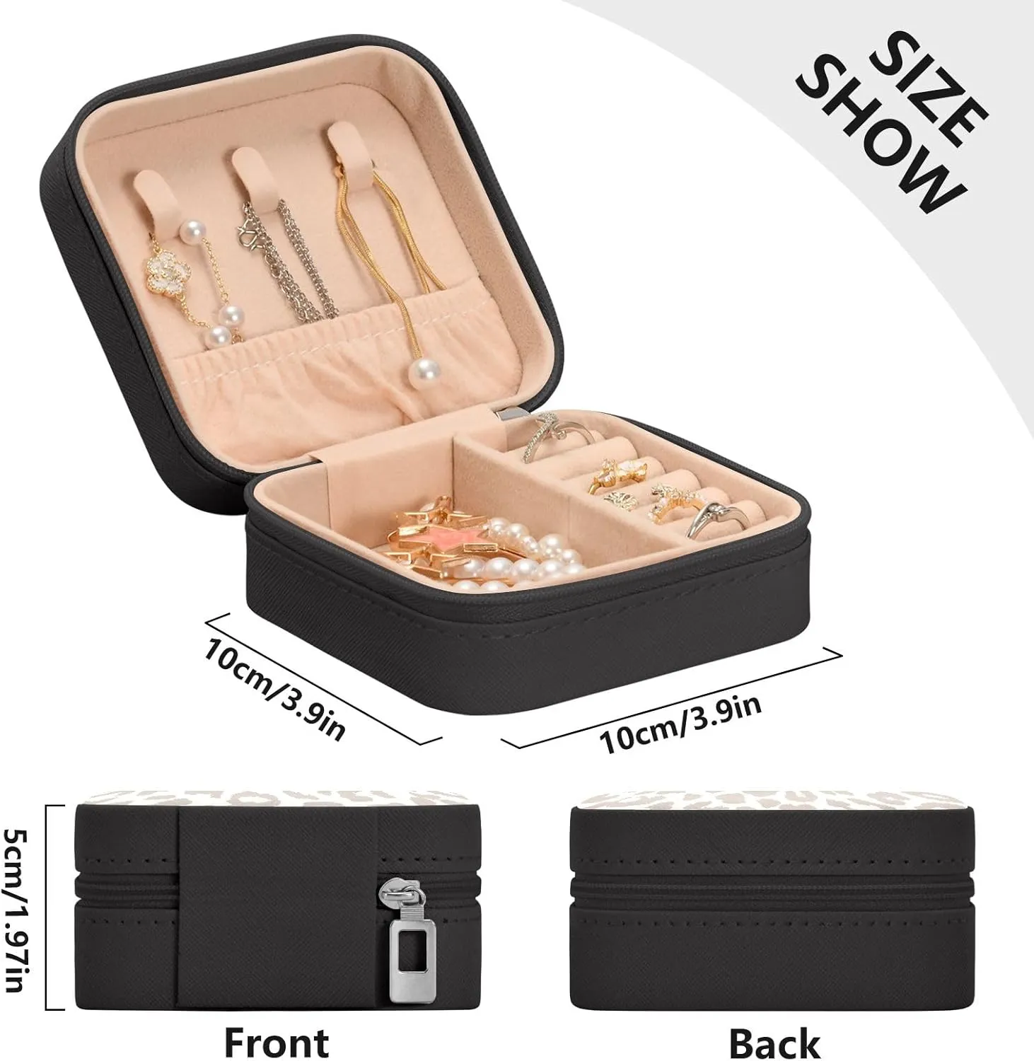 SUABO Leopard Jewelry Box Necklace Ring Storage Organizer Mini Jewelry case Earrings Leather Jewelry Travel Organizer for Women Girls Girlfriend Wife Gift