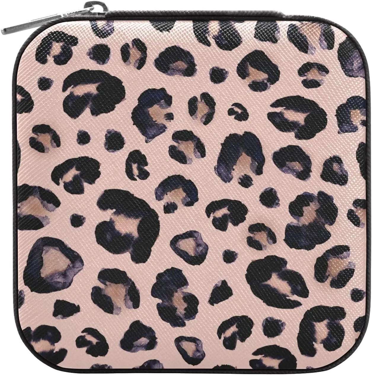 SUABO Leopard Print Cheetah Pink Jewelry Box Necklace Ring Storage Organizer Mini Jewelry case Earrings Leather Jewelry Travel Organizer for Women Girls Girlfriend Wife Gift