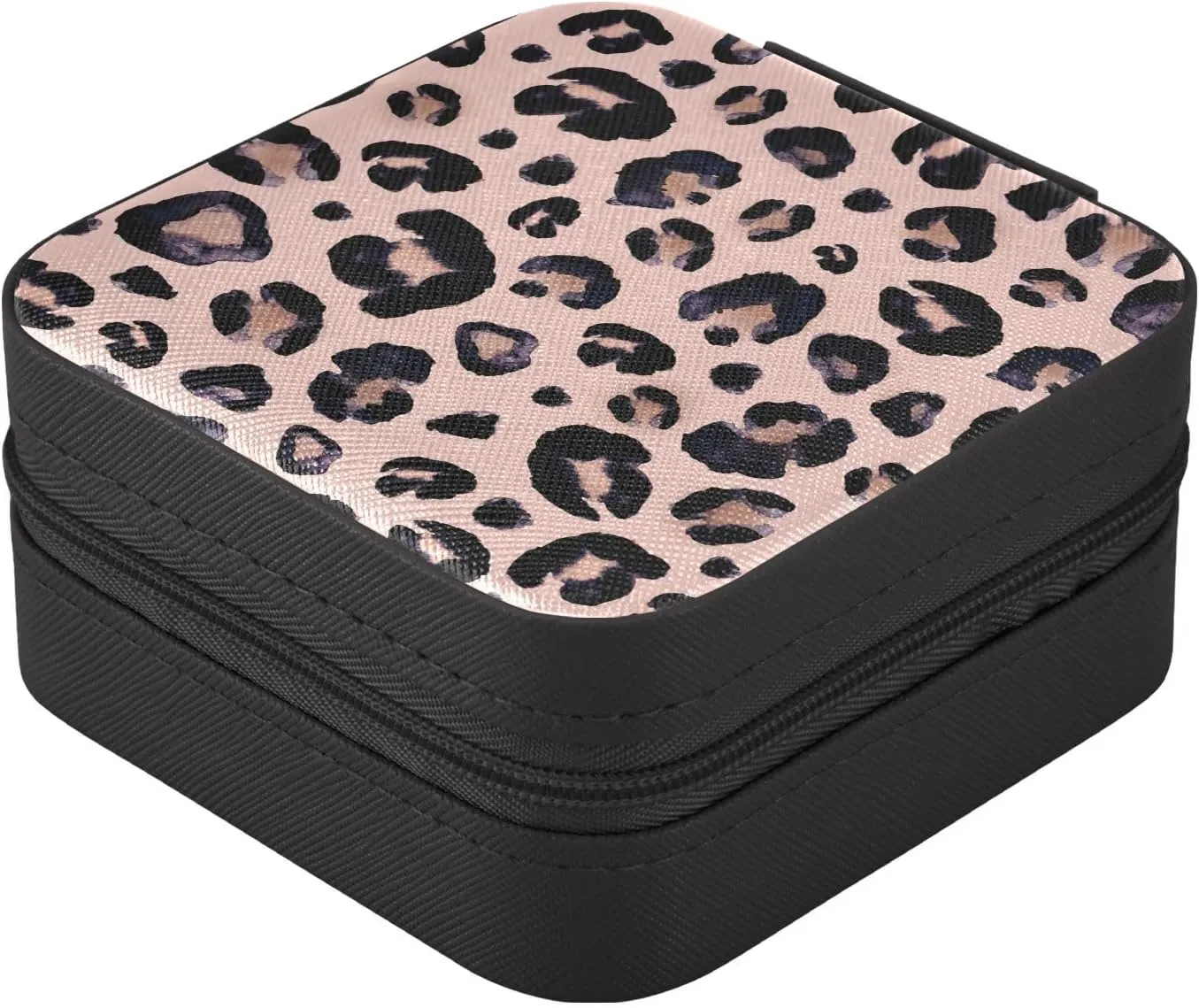 SUABO Leopard Print Cheetah Pink Jewelry Box Necklace Ring Storage Organizer Mini Jewelry case Earrings Leather Jewelry Travel Organizer for Women Girls Girlfriend Wife Gift