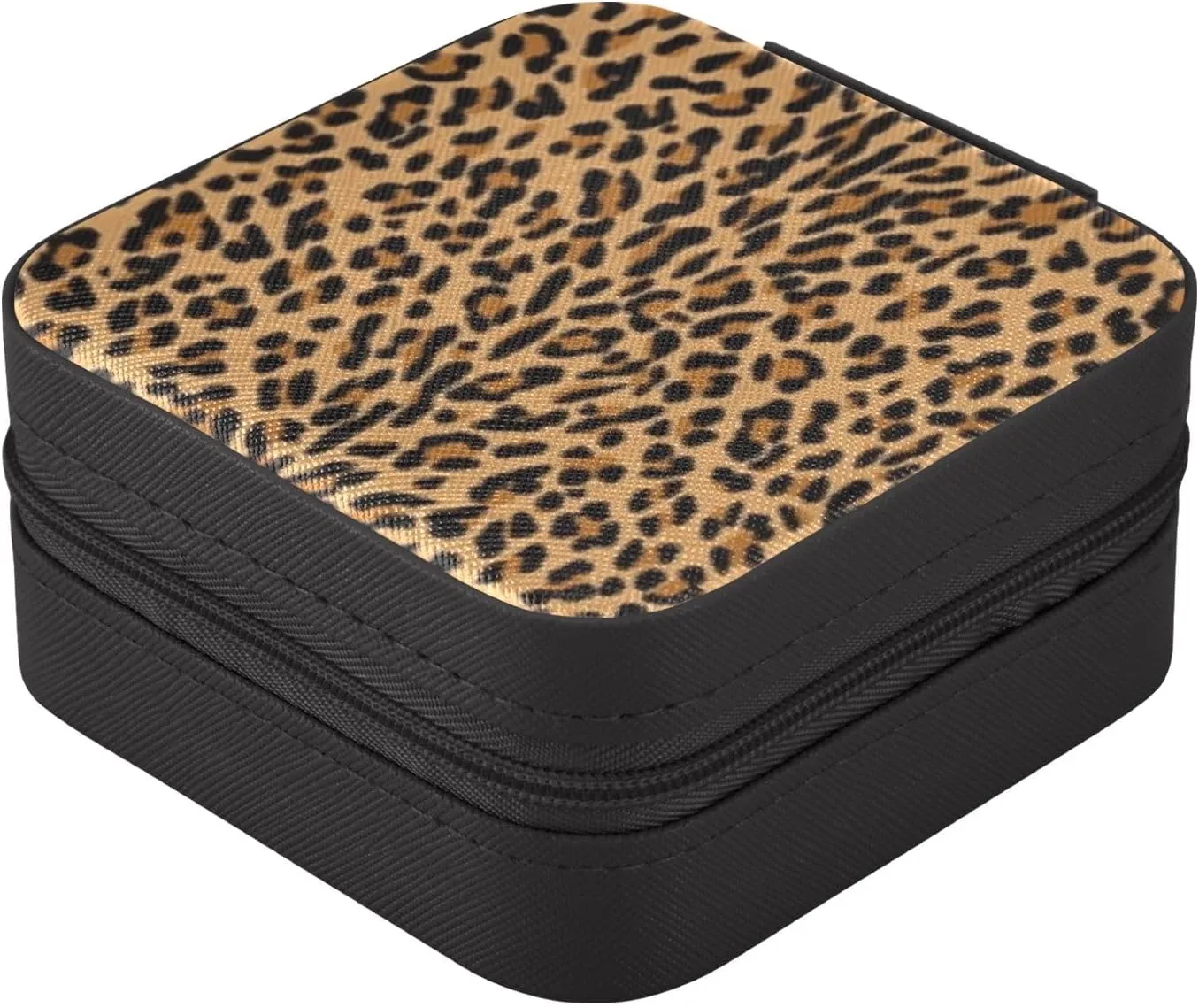 SUABO Yellow Leopard Print Cheetah Jewelry Box Necklace Ring Storage Organizer Mini Jewelry case Earrings Leather Jewelry Travel Organizer for Women Girls Girlfriend Wife Gift