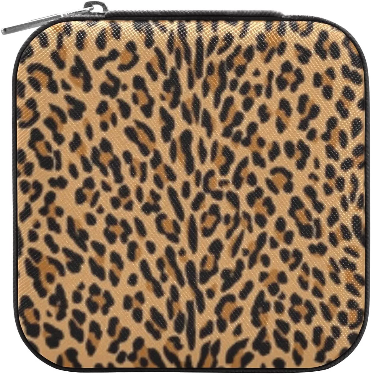 SUABO Yellow Leopard Print Cheetah Jewelry Box Necklace Ring Storage Organizer Mini Jewelry case Earrings Leather Jewelry Travel Organizer for Women Girls Girlfriend Wife Gift