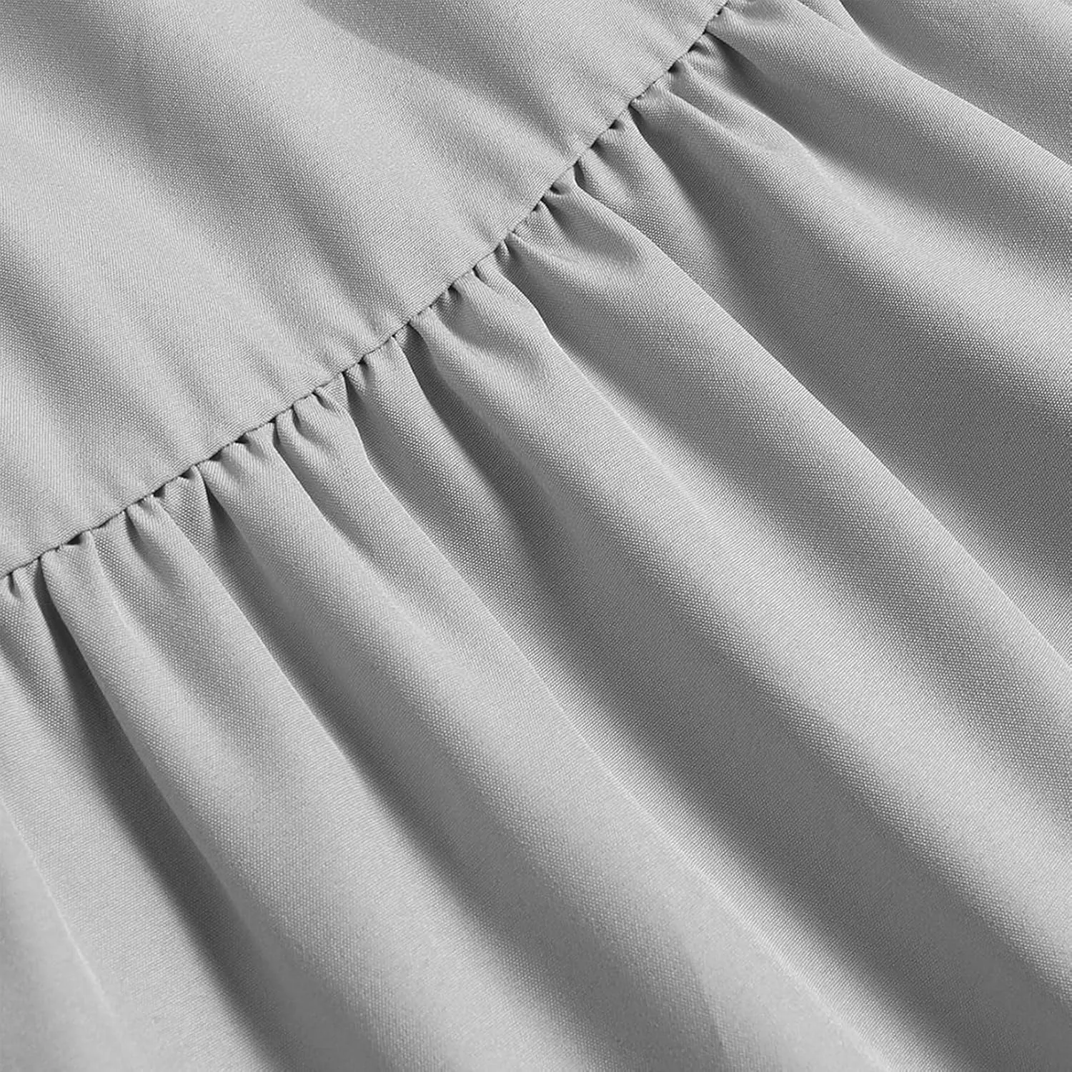 Summer Midi Skirt for Women Drawstring Elastic Waist Knee Length Skirt Smocked Tiered A-Line Solid Color Swing Skirts