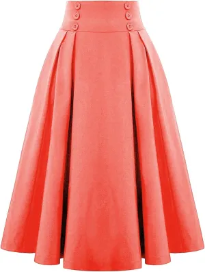 Summer Skirts for Women 2025 Vacation Button Down High Rise Flowy Swing Ruched Flowy Baggy Comfort Skirt