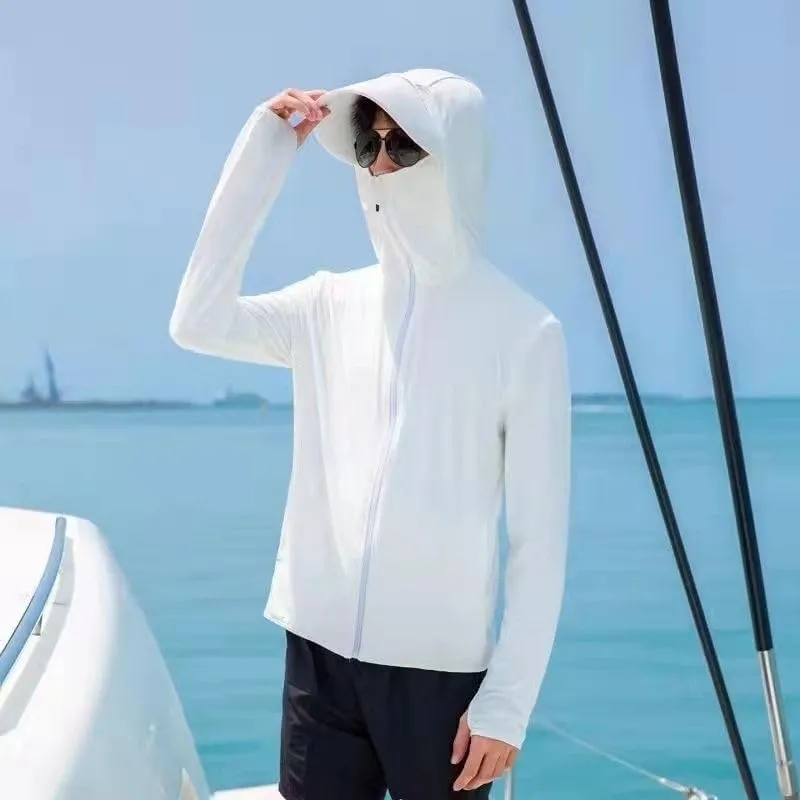 Sun Protection Rash Guard Jacket for Men - Fishing Shirts with UV Protection Hoodie