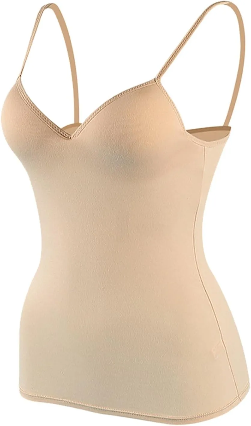 Tank Top with Built in Bra for Women Adjustable Spaghetti Strap Cami Tank Shelf Bra Camisole Tops Undershirts