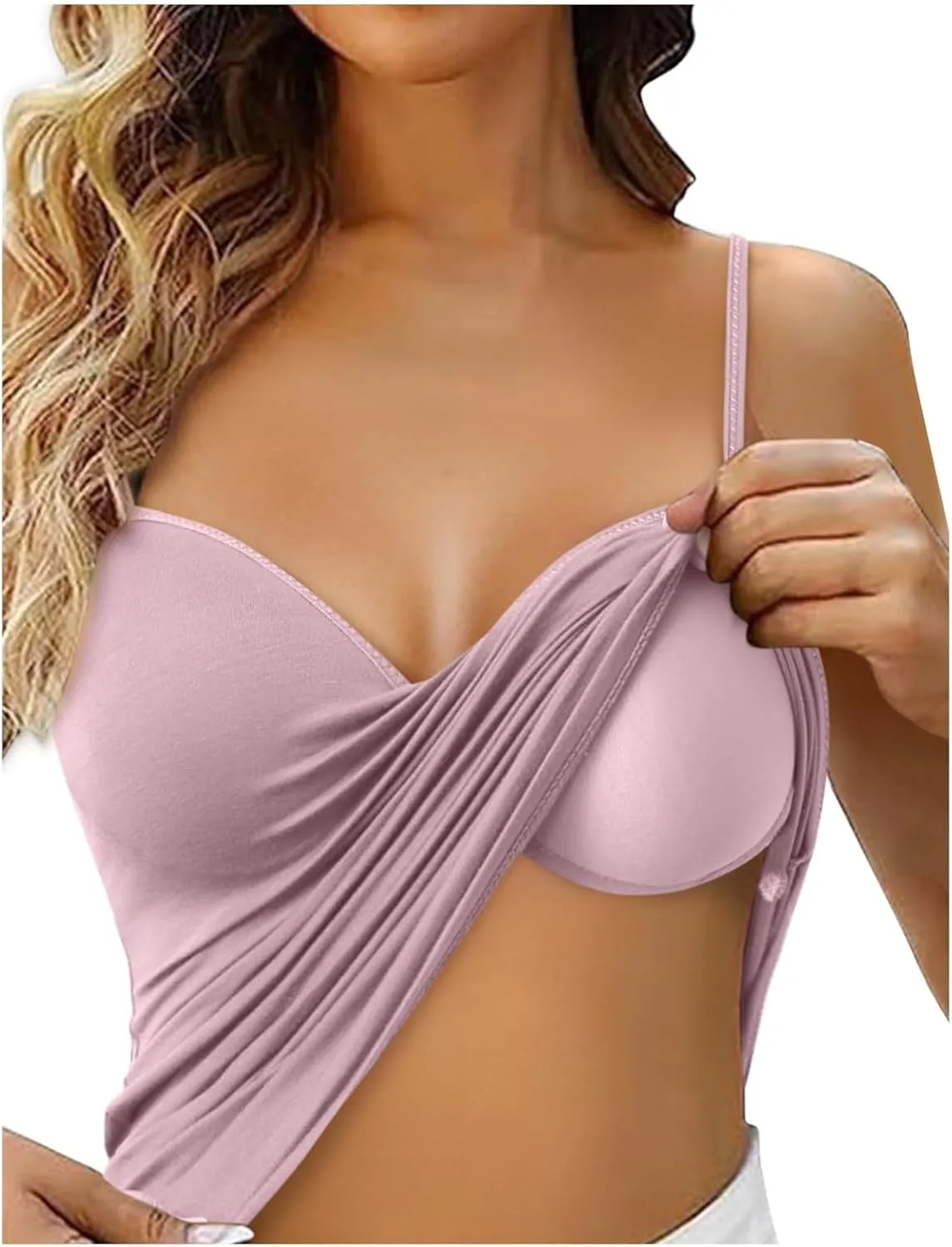 Tank Top with Built in Bra for Women Adjustable Spaghetti Strap Cami Tank Shelf Bra Camisole Tops Undershirts