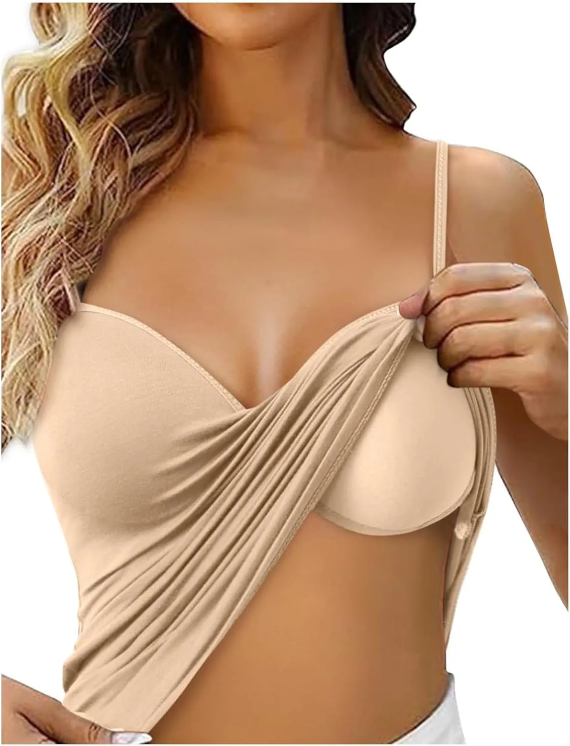 Tank Top with Built in Bra for Women Adjustable Spaghetti Strap Cami Tank Shelf Bra Camisole Tops Undershirts