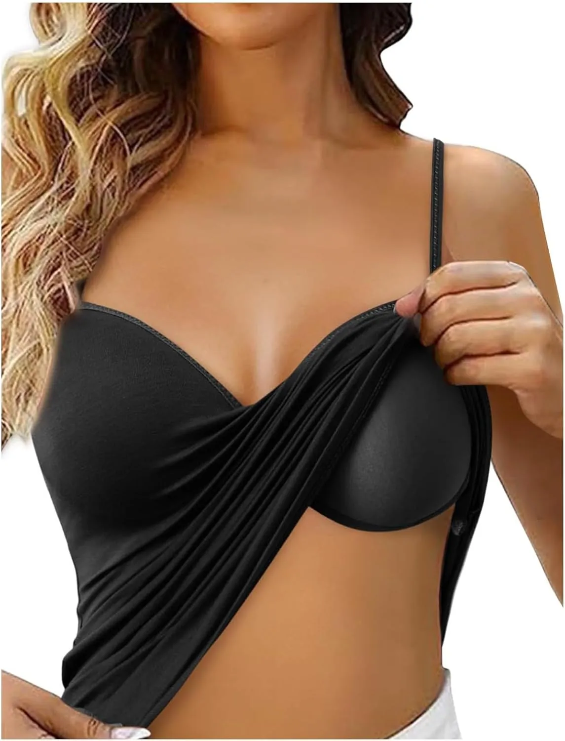 Tank Top with Built in Bra for Women Adjustable Spaghetti Strap Cami Tank Shelf Bra Camisole Tops Undershirts