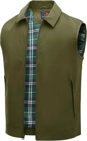 TBMPOY Men's Vest Casual Outerwear Lightweight 3 Zip Pockets Golf Sleeveless Jackets Summer Fall Full Zip Vest Travel
