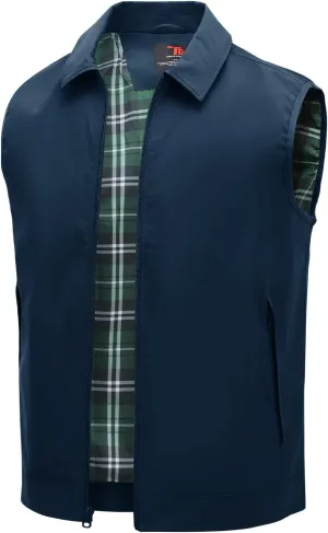 TBMPOY Men's Vest Casual Outerwear Lightweight 3 Zip Pockets Golf Sleeveless Jackets Summer Fall Full Zip Vest Travel