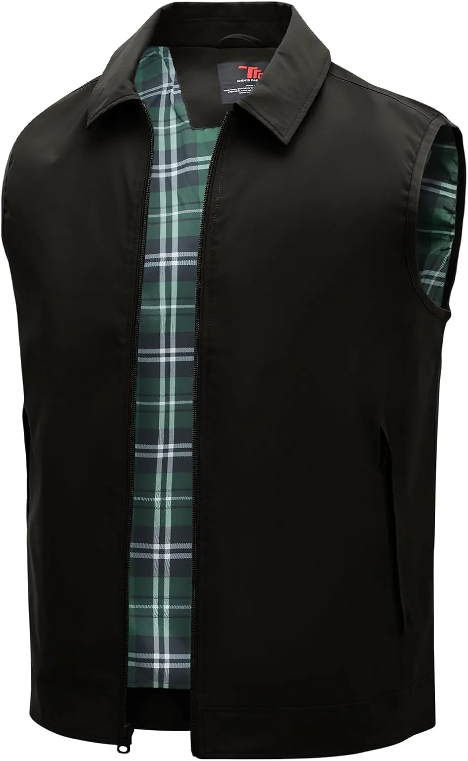 TBMPOY Men's Vest Casual Outerwear Lightweight 3 Zip Pockets Golf Sleeveless Jackets Summer Fall Full Zip Vest Travel