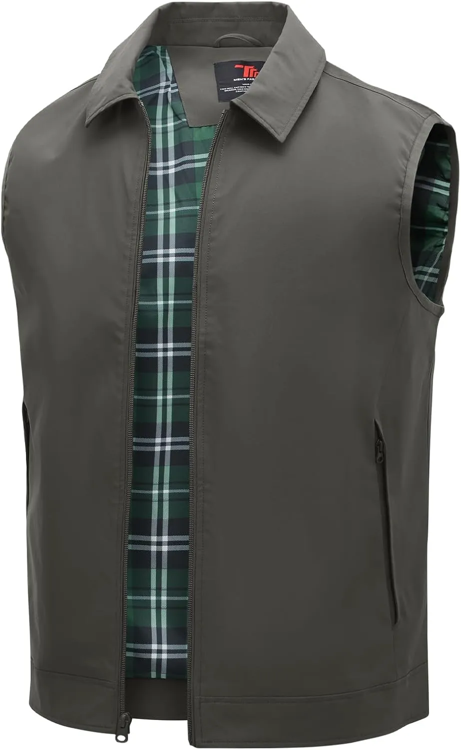 TBMPOY Men's Vest Casual Outerwear Lightweight 3 Zip Pockets Golf Sleeveless Jackets Summer Fall Full Zip Vest Travel