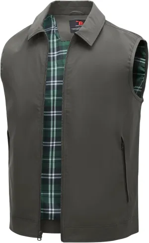 TBMPOY Men's Vest Casual Outerwear Lightweight 3 Zip Pockets Golf Sleeveless Jackets Summer Fall Full Zip Vest Travel
