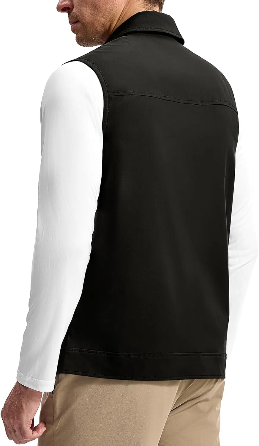 TBMPOY Men's Vest Casual Outerwear Lightweight 3 Zip Pockets Golf Sleeveless Jackets Summer Fall Full Zip Vest Travel