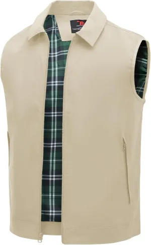 TBMPOY Men's Vest Casual Outerwear Lightweight 3 Zip Pockets Golf Sleeveless Jackets Summer Fall Full Zip Vest Travel