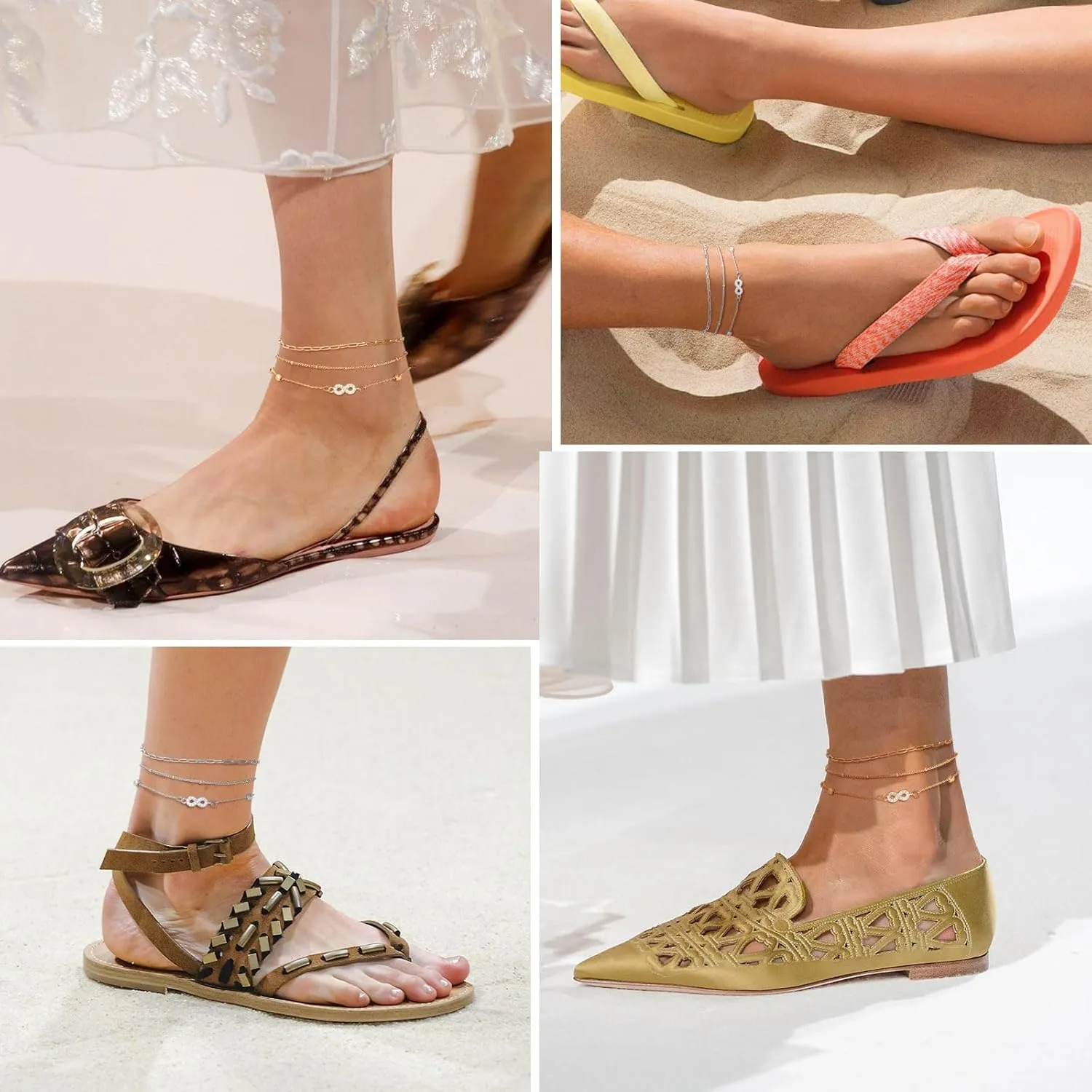 TempBeau Gold Ankle Bracelets for Women 3Pcs Set Layered Adjustable Chain Link Anklets for Women Summer Beach Foot Jewely Brithday Gifts fo Women Girlfriend Wife Mom