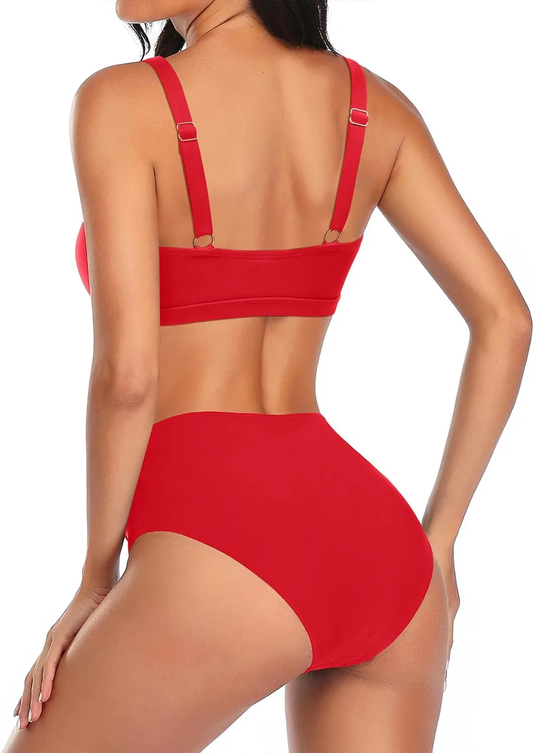 Tempt Me Women Two Piece Swimsuits High Waisted Bikini Set Tummy Control Ruched Tie Knot Bathing Suits