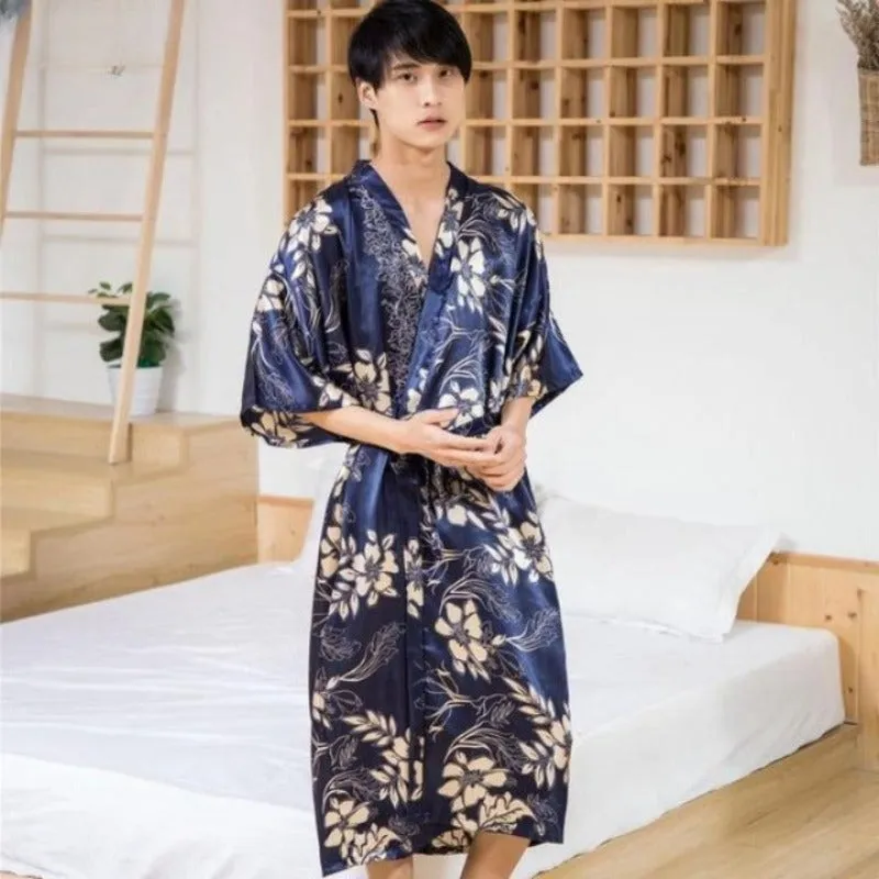The Couple Satin Floral Print Robe Gown