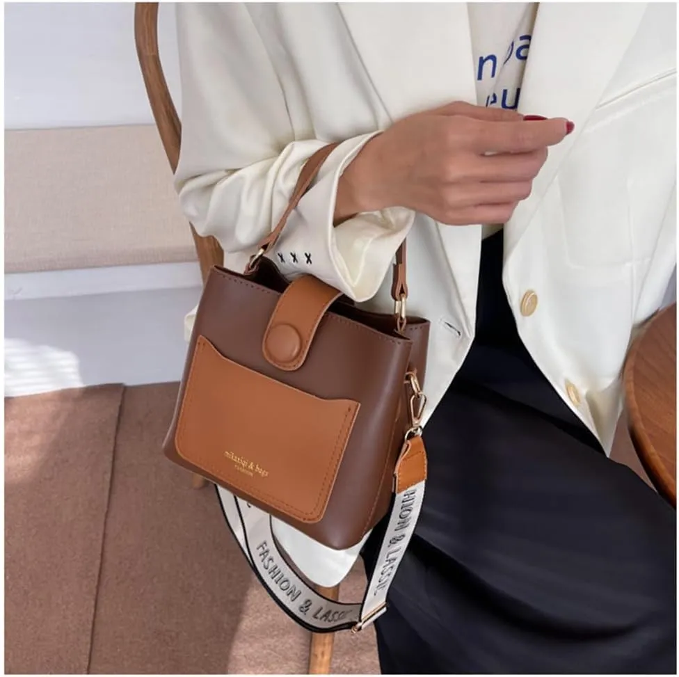 Top Handle Bucket Bag Hobo Bucket Handbag with Guitar Strap Small Crossbody Shoulder Bucket Bags and Purses