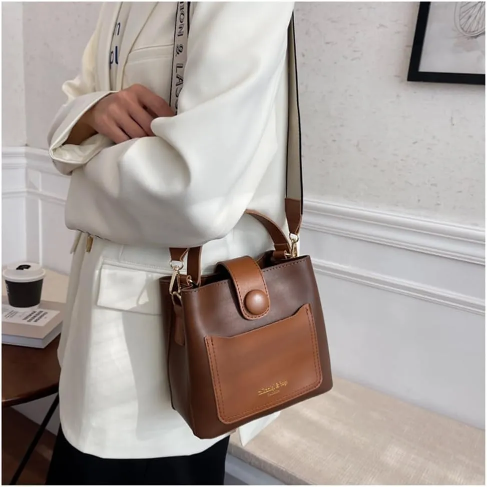 Top Handle Bucket Bag Hobo Bucket Handbag with Guitar Strap Small Crossbody Shoulder Bucket Bags and Purses