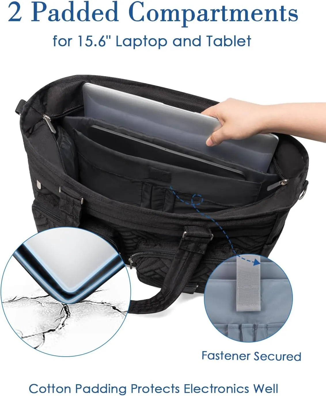 Tote Bag for Women Work Tote Bag with 15.6 Inch Laptop Compartment Quilted Teacher Laptop Bag with Zipper