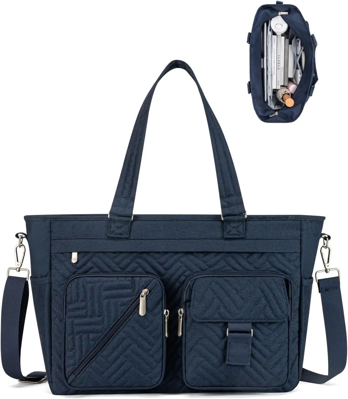 Tote Bag for Women Work Tote Bag with 15.6 Inch Laptop Compartment Quilted Teacher Laptop Bag with Zipper