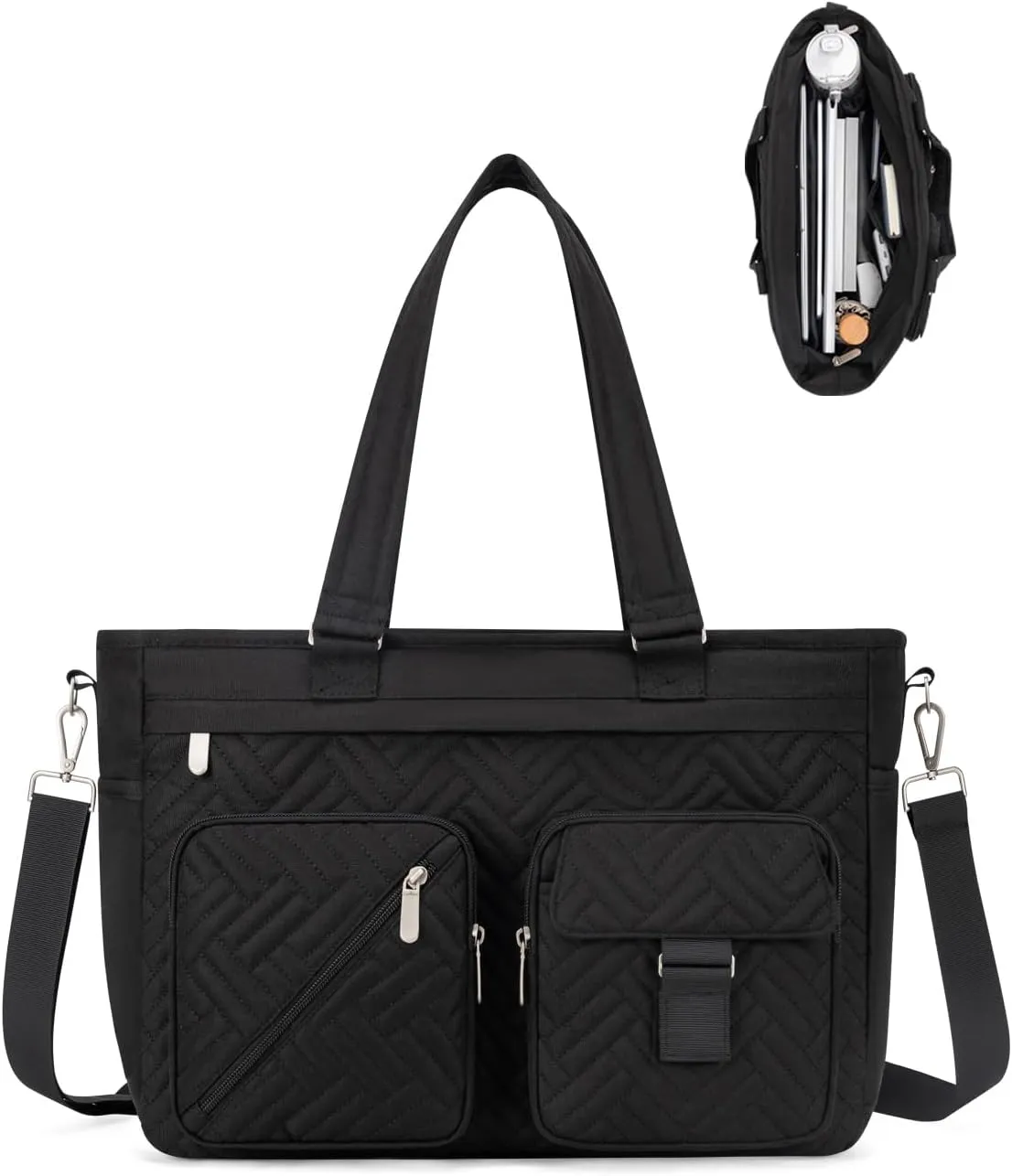 Tote Bag for Women Work Tote Bag with 15.6 Inch Laptop Compartment Quilted Teacher Laptop Bag with Zipper