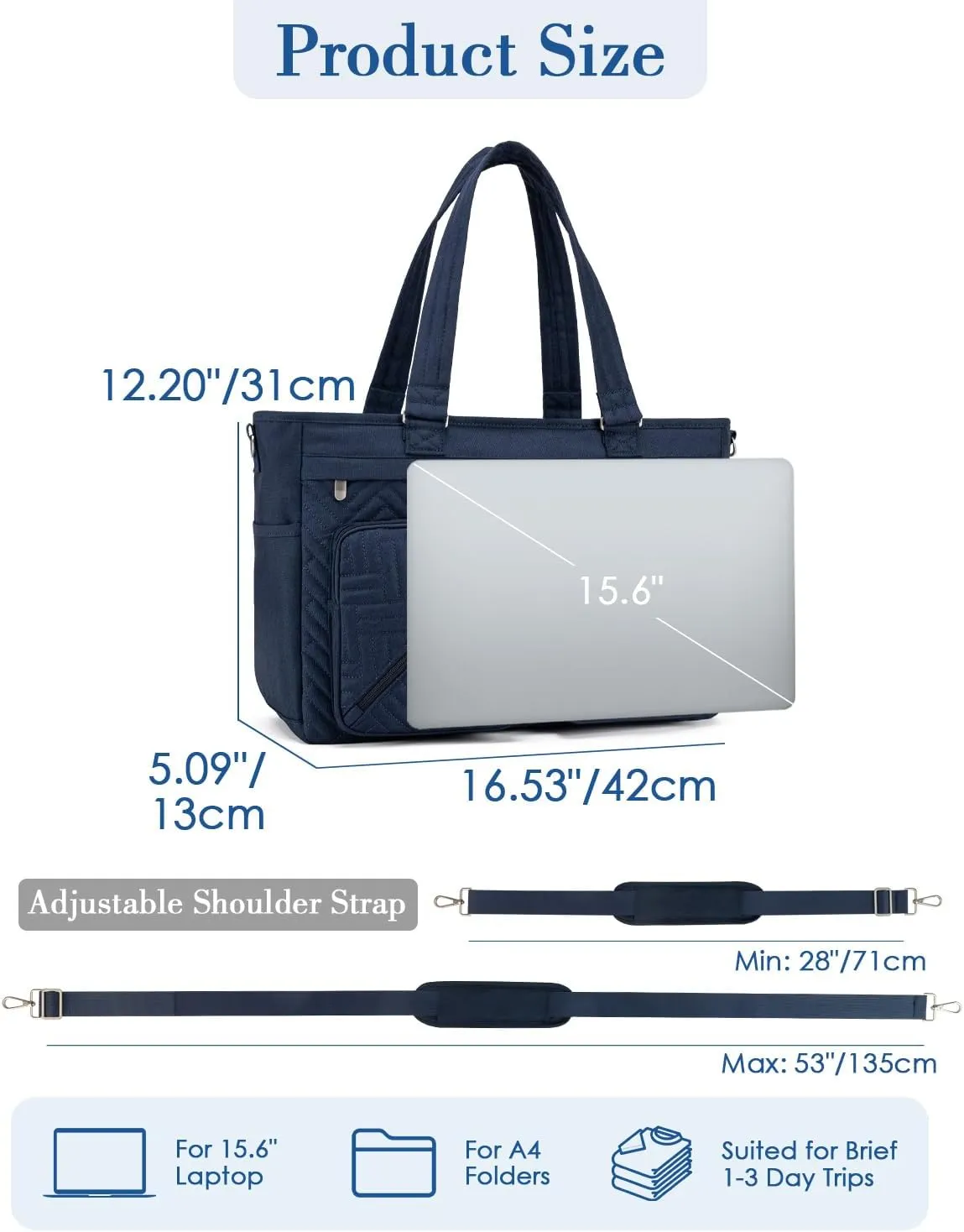 Tote Bag for Women Work Tote Bag with 15.6 Inch Laptop Compartment Quilted Teacher Laptop Bag with Zipper