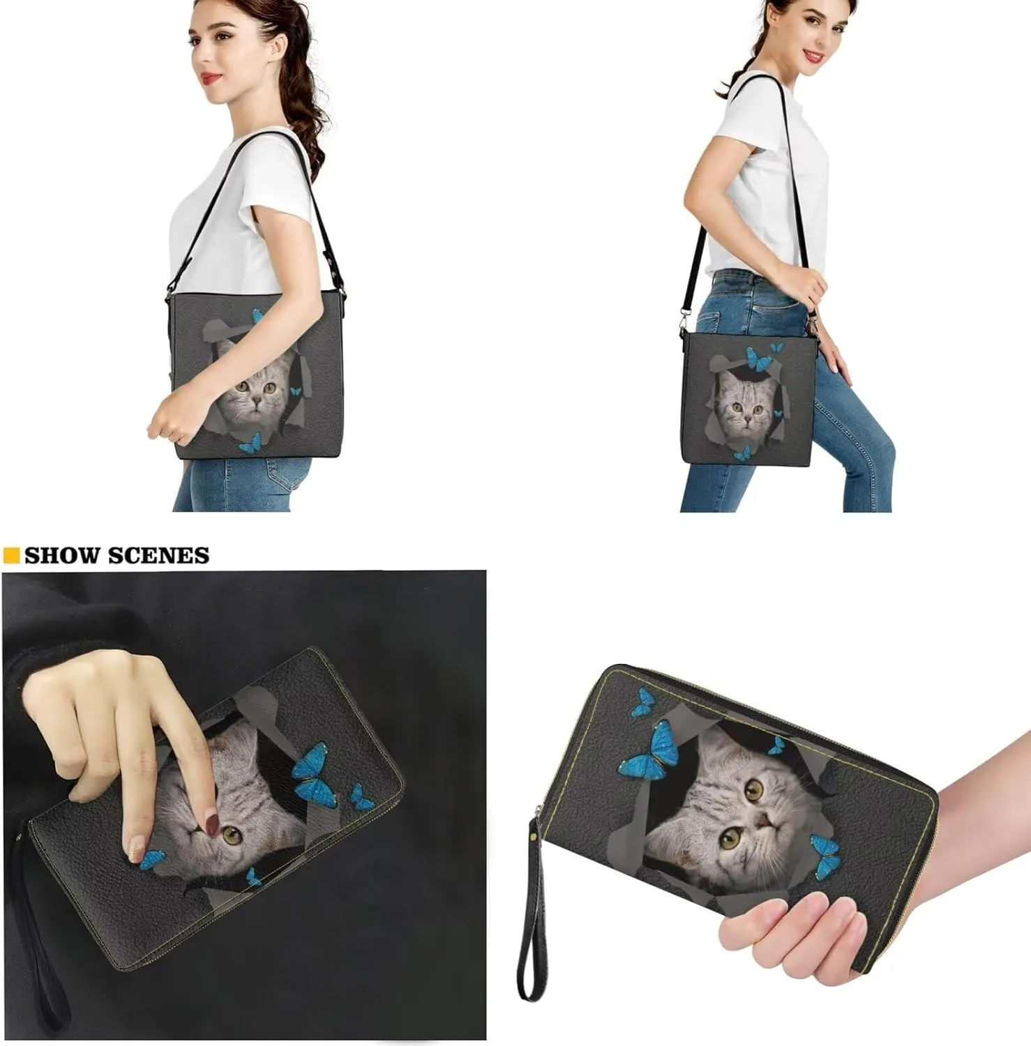 Tote Bags Set 2 Piece Crossbody Bags Shoulder Purses for Women with Adjustable Shoulder Strap Wallet Women Wristlet