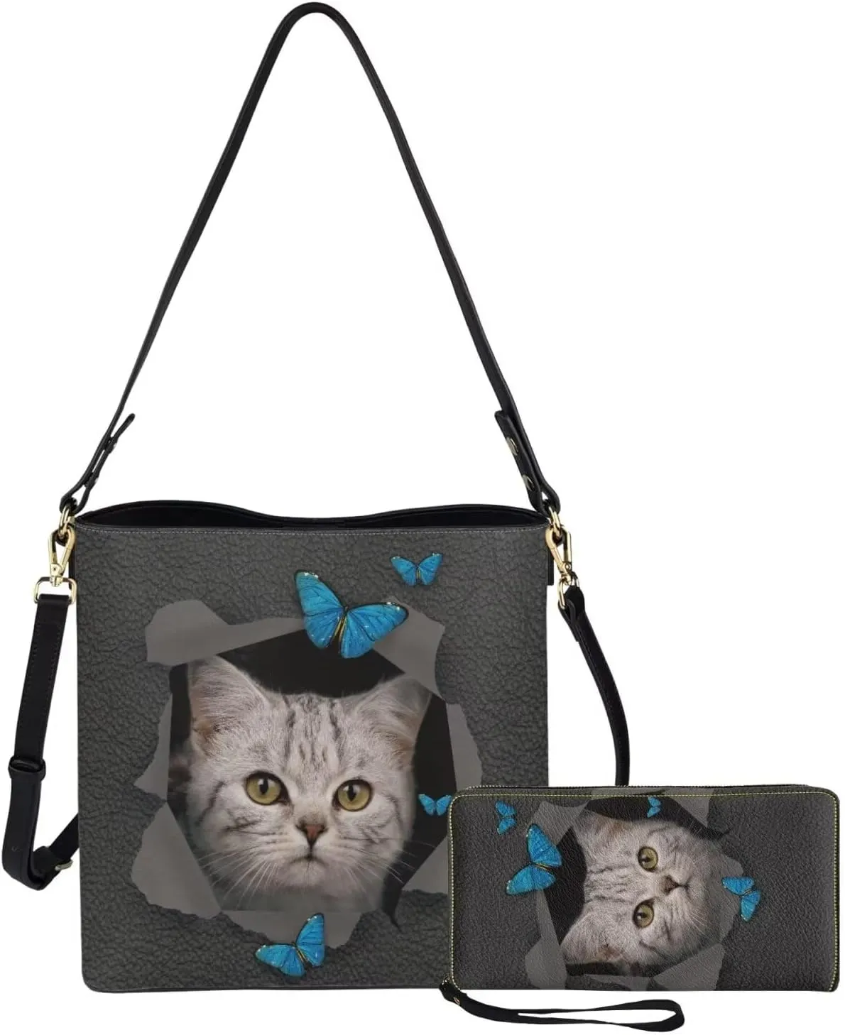 Tote Bags Set 2 Piece Crossbody Bags Shoulder Purses for Women with Adjustable Shoulder Strap Wallet Women Wristlet
