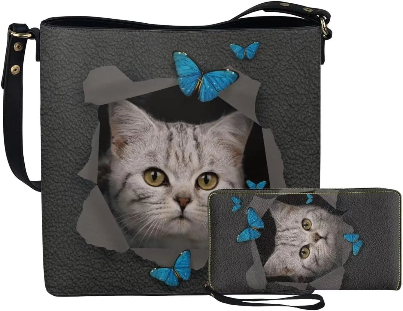 Tote Bags Set 2 Piece Crossbody Bags Shoulder Purses for Women with Adjustable Shoulder Strap Wallet Women Wristlet