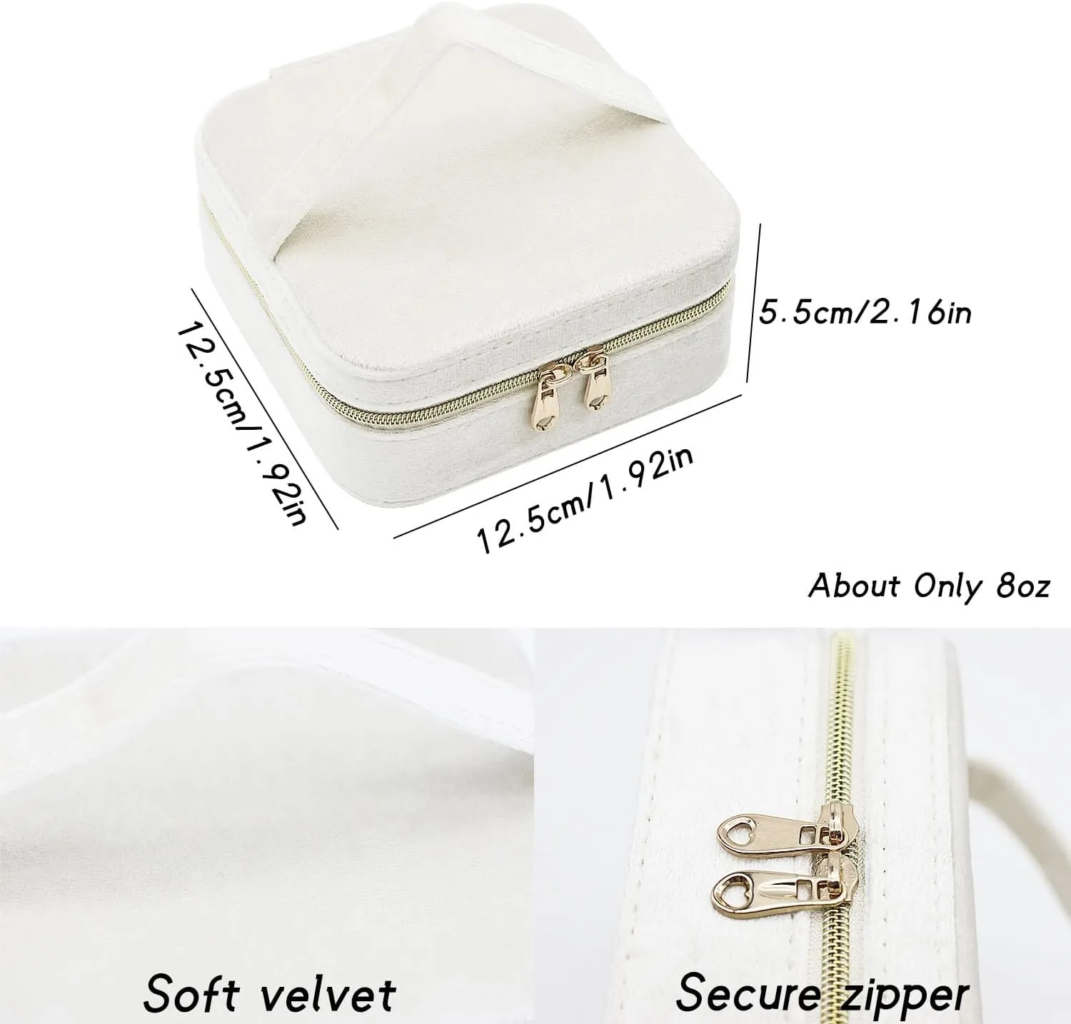 Travel Jewelry Organizer Small Jewelry Box With Mirror, Velvet Jewelry Travel Case for Women, Mini Jewelry Box for Girls Necklace Ring Earrings (Beige)