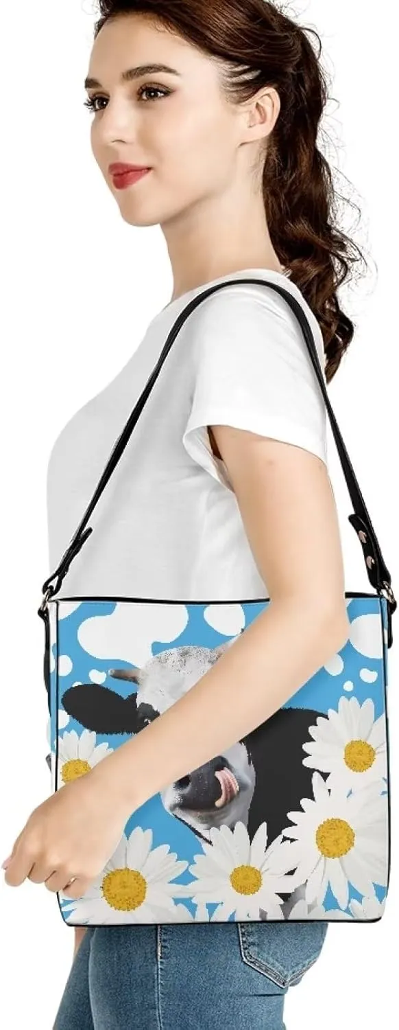 Travel Tote Bags for Women Ladies PU Leather Shoulder Handbags with Pockets Hobo Bucket Bags Crossbody Purse