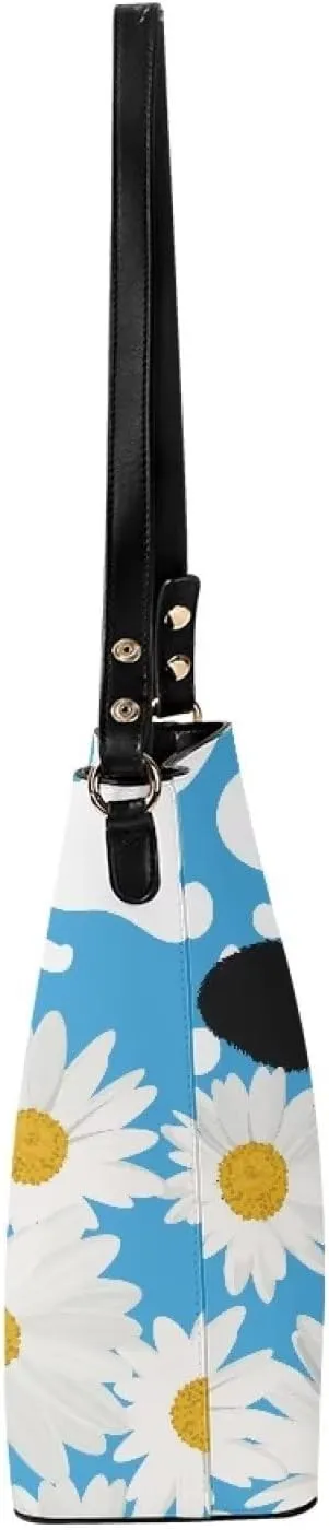Travel Tote Bags for Women Ladies PU Leather Shoulder Handbags with Pockets Hobo Bucket Bags Crossbody Purse