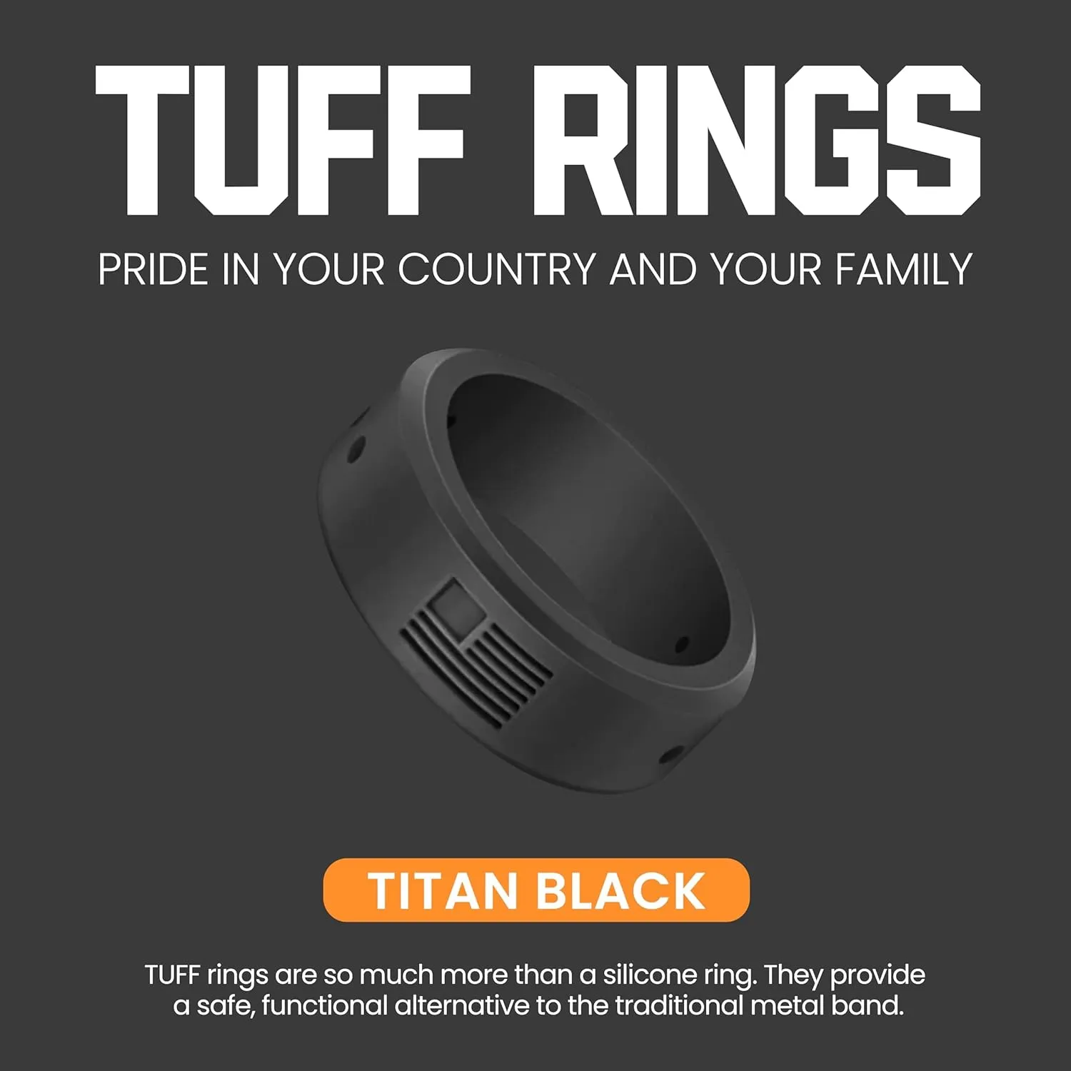 Tuff Rings Solid Silicone Ring Breathable Rubber Wedding Rings for Men, Lifetime Coverage, Unique Design, Comfort Fit Ring