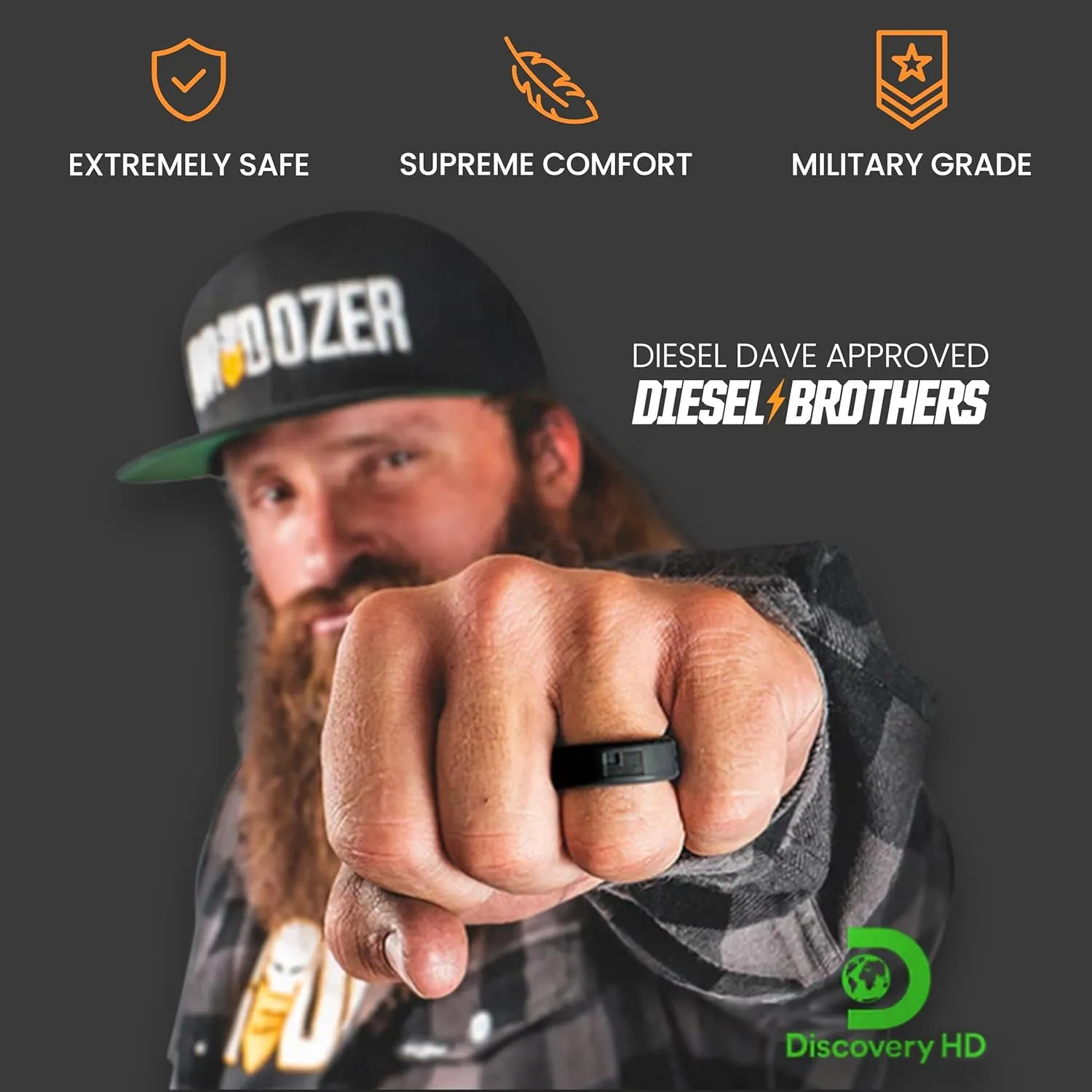 Tuff Rings Solid Silicone Ring Breathable Rubber Wedding Rings for Men, Lifetime Coverage, Unique Design, Comfort Fit Ring