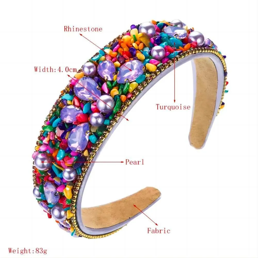 Turquoise Headbands For Women Rhinestone Decoration Green iridescent Non Slip Fashion Design Headband Party Headband Accessories Jewelry Hair Hoop Hairband For Girls