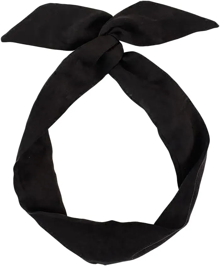 Twist Bow Headband Wired Hair Tie Headband Rabbit Ear Hair Scarf Bowknot Head Wrap Solid Color Cute Hair Band Plain Twisted Hairband Wire Hair Wrap Black