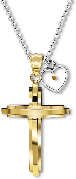 Uloveido Mens Stainless Steel Jesus Cross Necklace Real Mustard Seed Pendant Necklace Unique Design Y619