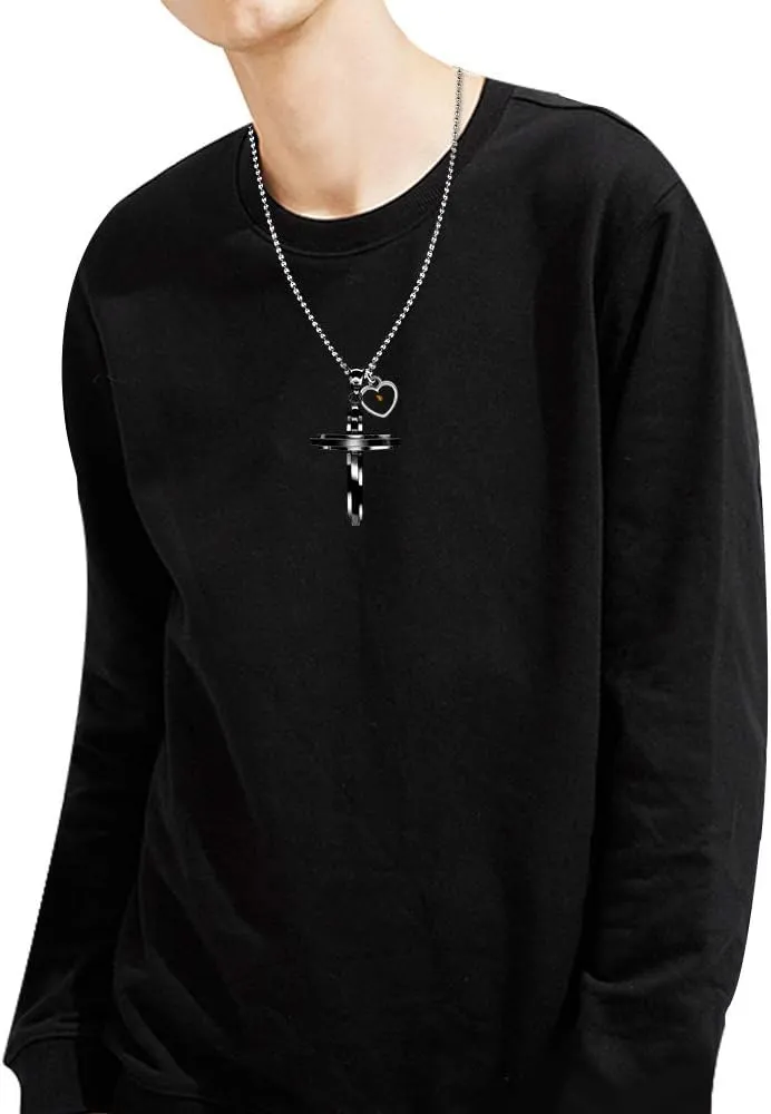 Uloveido Mens Stainless Steel Jesus Cross Necklace Real Mustard Seed Pendant Necklace Unique Design Y619