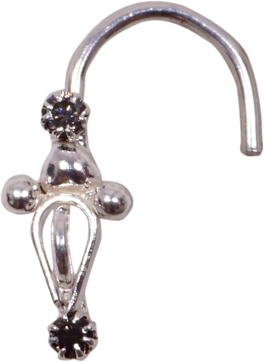 Unique Nose Stud Sterling Silver Nose Stud Crock Screw Nose Stud Indian Nose Ring Silver Nose Hoop Twist Nose Stud Indian Nose Stud Black Diamond Nose Stud