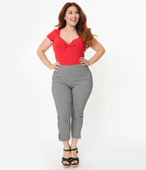 Unique Vintage Plus Size Black & White Gingham Rachelle Capri Pants