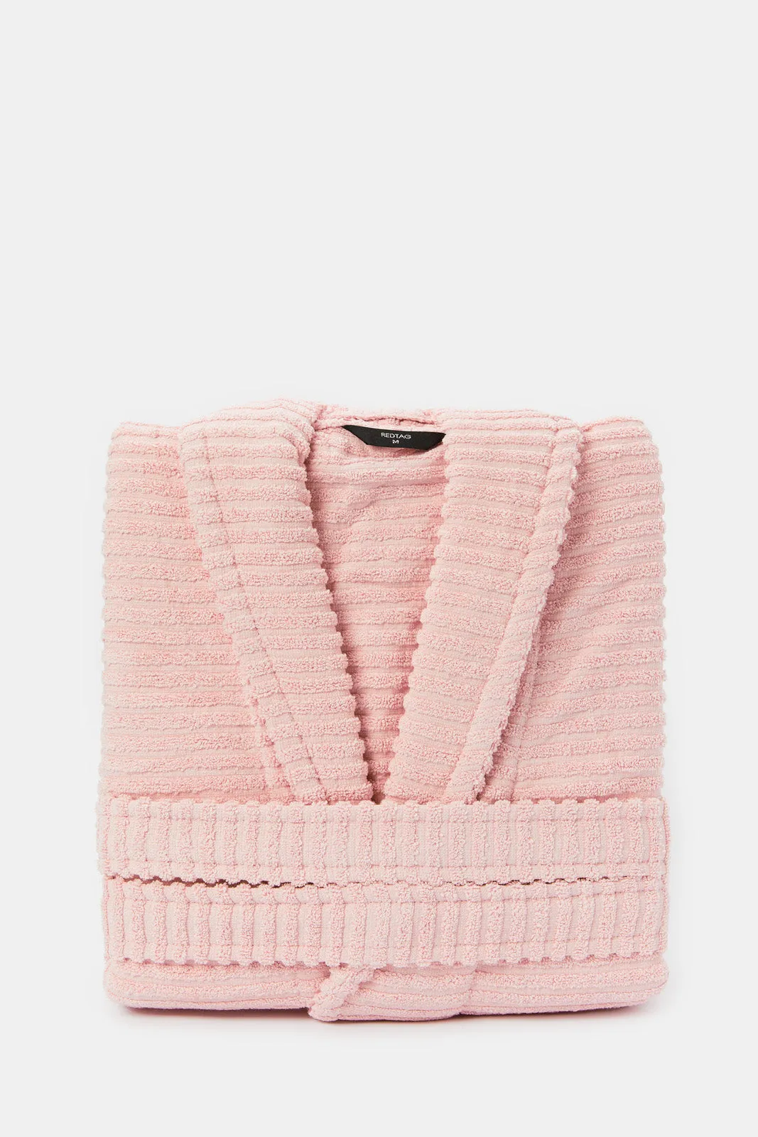 Unisex Pink Ribbed Bathrobe