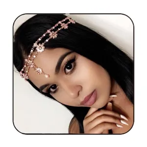 Unsutuo Hair Jewelry Head Chain Wedding Bohemian Floral Headband Elastic for Women(Rose Gold)