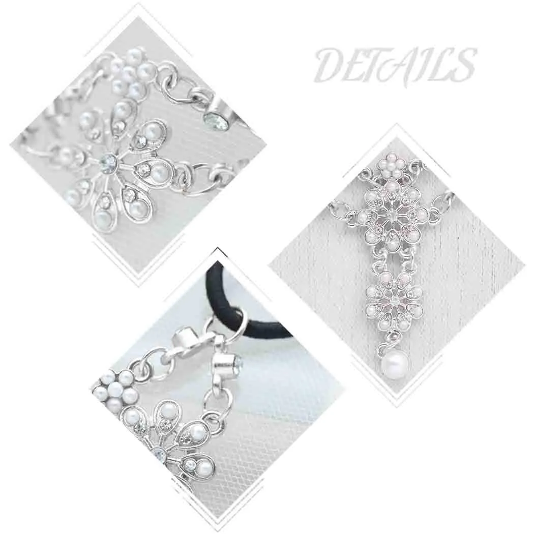 Unsutuo Hair Jewelry Head Chain Wedding Bohemian Floral Headband Elastic for Women(Silver)