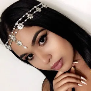 Unsutuo Hair Jewelry Head Chain Wedding Bohemian Floral Headband Elastic for Women(Silver)
