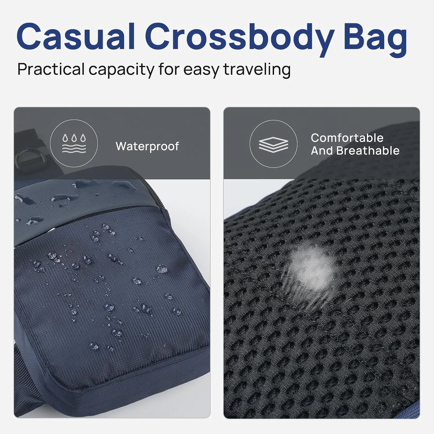 VADOO Sling Bag, Small Crossbody Bag with RFID Blocking for Women and Men, Lightweight Chest Phone Mini Bag for Travel Casual
